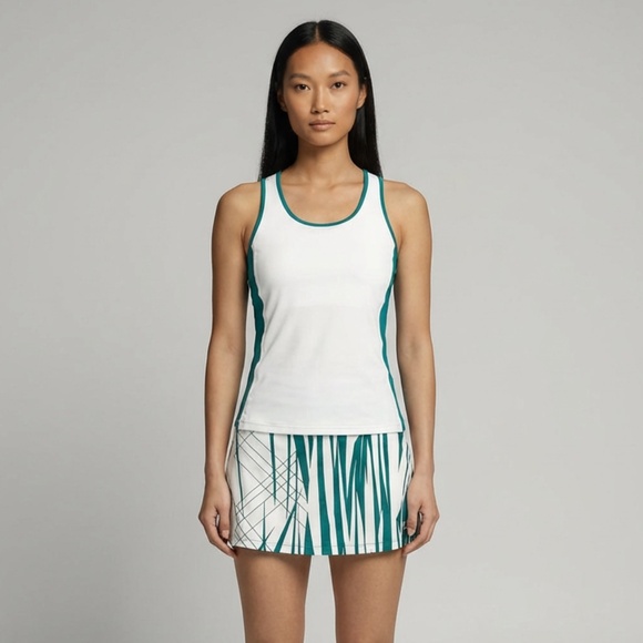 Fila White and Teal Tank Top and Skirt Set  Size Medium - Picture 1 of 4